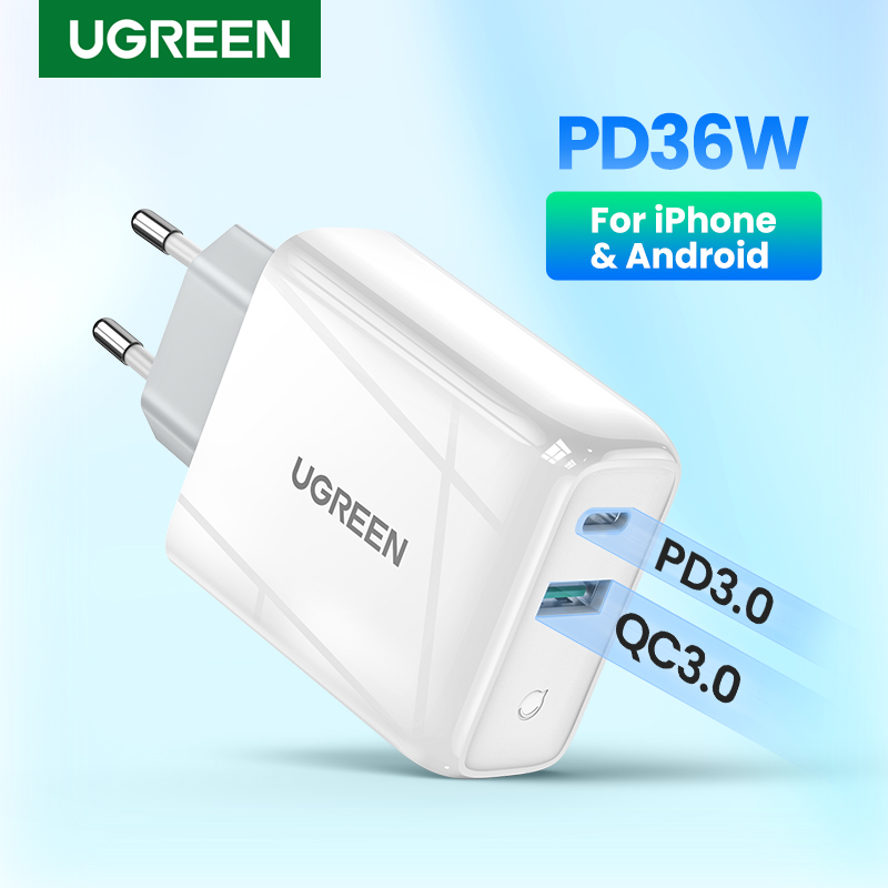 UGREEN PD36W USB Charger Quick Charge 4.0 3.0 Fast Type C Charger for iPhone 12 Xiaomi Samsung QC 3.0 4.0 Phone Charger