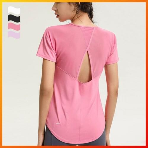 Alo Yoga Spring Summer Womens Top Breathable Yoga Fitness Running Sports T-shirt Loose Short Sleeve YD079