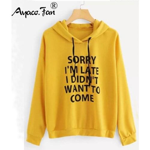 2019 Autumn New Harajuku Letters Printed Women Hoodies Casual Full Sleeve Hooded Pullover Loose Sweatshirt Lady Female Coat