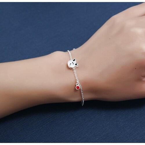 925 Sterling Silver Bracelets For Women Bear Charm Bracelet Adjustable Chain Wedding Anniversary Gift Jewelry Fresh Sweet