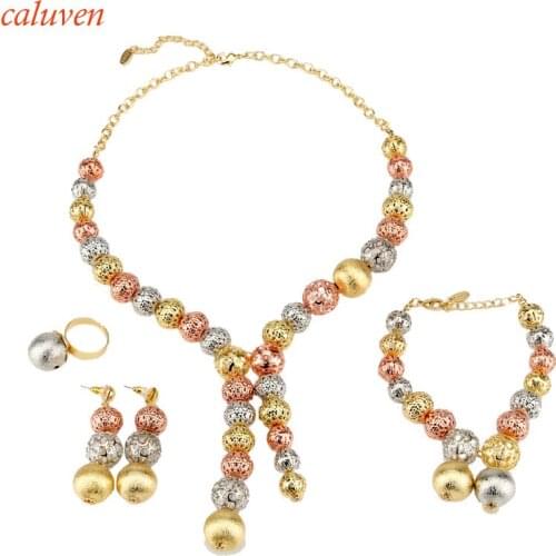 Gold White Rose Color ball Women Gift Ethiopian Jewelry Set Fashion African Beaded Set Eritrea/Nigerian/Arab/Habesha