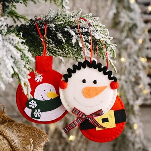 1pc Christmas Pendant Cute Non-woven Fabric Snowman Car Christmas Tree Hanging Ornaments For New Year Xmas Party Home Decoration