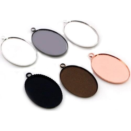 10pcs 18x25mm High Quality 6 Colors Plated Copper Oval Tooth Cabochon Base Cameo Settings Cabochon Cameo Base