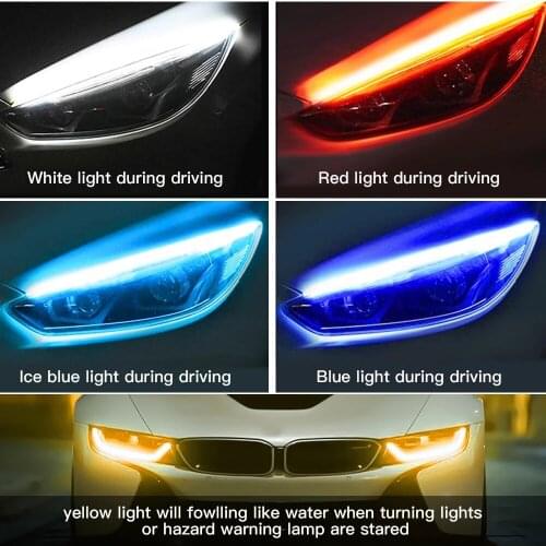2pcs Led DRL Turn Signal Light Strip Flexible Waterproof Auto Headlight Surface Decorative Lamp Car Daytime Running lights 12v