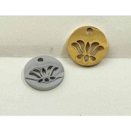20PCS Charm Dangle Jewelry Lotus Smooth Charms Stainless Steel DIY Charms Accessories Necklace Jewelry