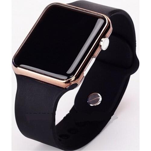 2020 new hot Square Mirror Face Silicone Band Digital Watch Red LED Watches Metal frame WristWatch Sport Clock Hours 4colour