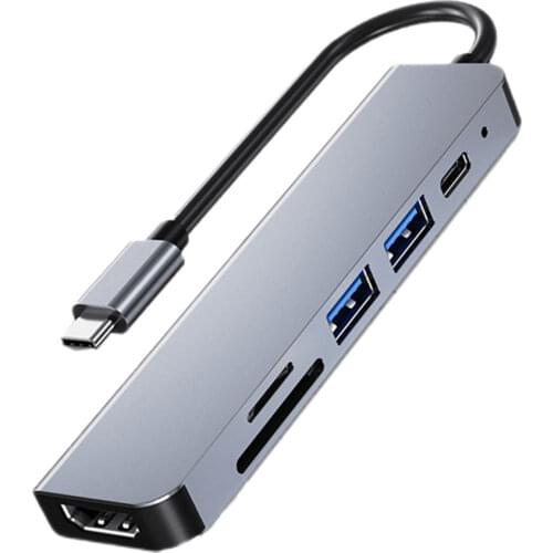 4/5/6/7 Ports Dock Splitter Box USB Hub Type-C to HDMI-compatible 100M Adapter OTG USB C Hub for Macbook Pro/Air M1 2021 Type-C