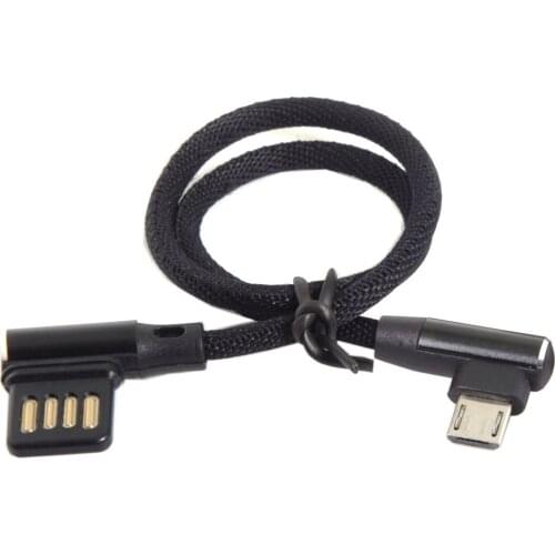 Chenyang Micro USB 5Pin to USB 2.0 Left Right Angled 90 Degree Data Cable with Sleeve for Tablet & Phone 15cm