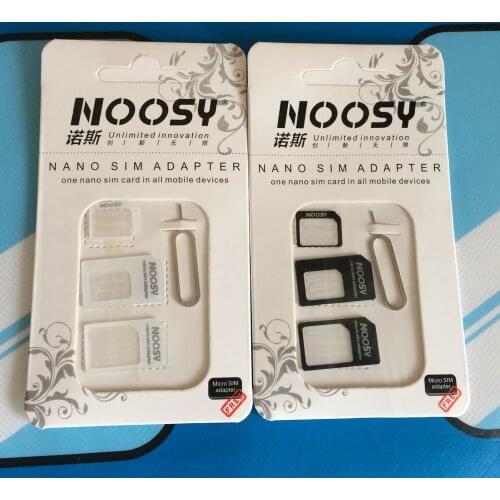 500set/Lot Noosy Nano SIM Card Adapter 4 in 1 Micro SIM Adapter with Eject Pin Key Retail Package for iPhone 5/5S/6/6S/Samsung
