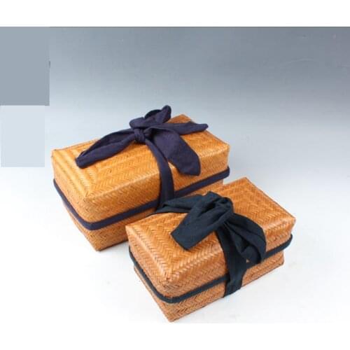 Bamboo woven bag tea ceremony spare parts tea set storage box travel tea set portable bag Light color