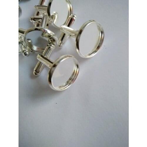 Free shipping Cufflink Blanks Cameo Settings Cufflinks Trays Silver Plated Cufflinks backs for 20mm round Cabochons CFS006