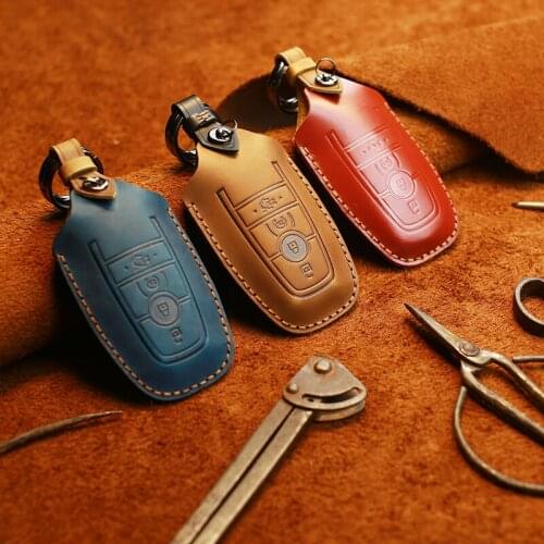 EASYANT Genuine Leather Car Key Case Cover For Ford Key Case Fox Mondeo Set Sharp World Smart Remote KeyFob