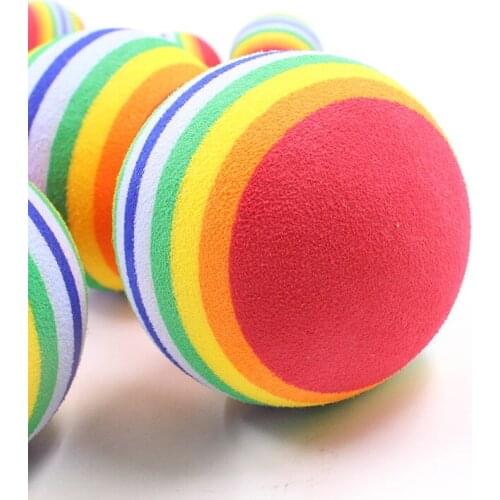 Cheap 3.5cm / 6.3cm Diameter Rainbow Color Ball Cat Toy Ball Cat Toys Play Chewing Molars Natural Foam Ball Training Pet Supply