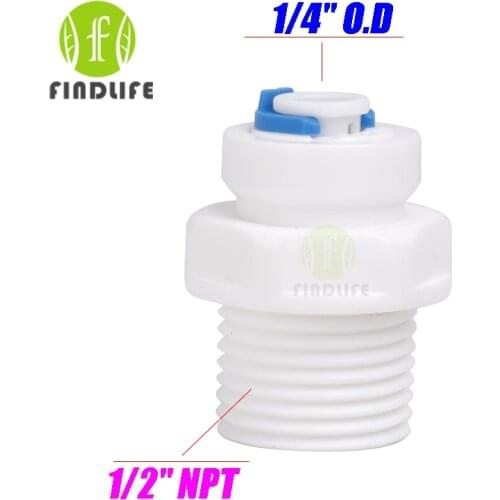 Water Filter Parts 5pcs 1/4" OD Tube Hose Qucik Connection 1/2" NPT BSP Male Straight fit ro water purifier system 1048