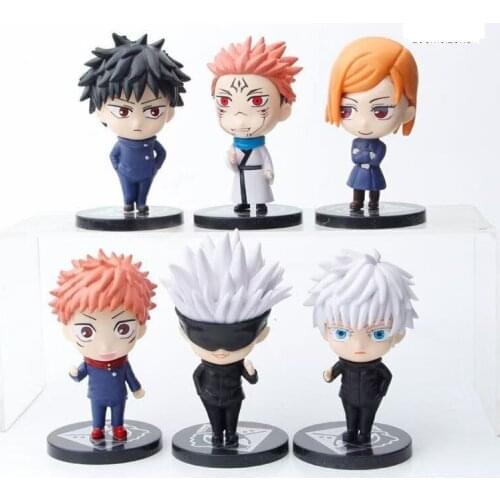 Anime Jujutsu Kaisen Figures Gojo Satoru Kugisaki Figurines Q Version Doll Action Figure Model Toy Cartoon Car Ornament 10Cm