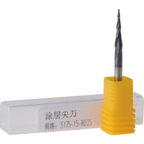 4Pcs HRC55 R0.25*D3.175*15*38L Tapered Ball Nose End Mill cnc milling cutter engraving bit