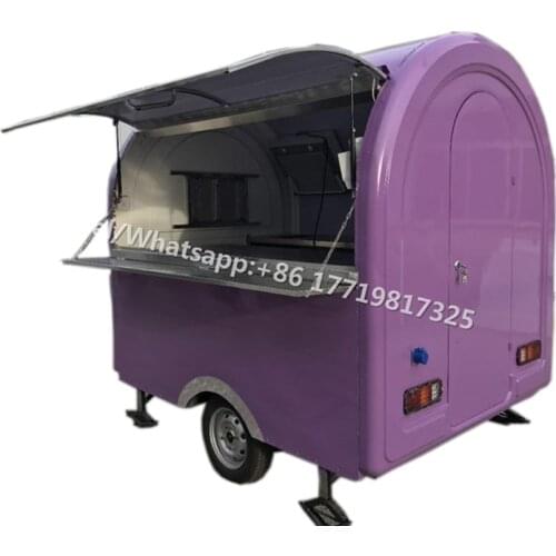 Purple color mobile food cart/hot sale ice cream vending cart with stove and fryer for sale