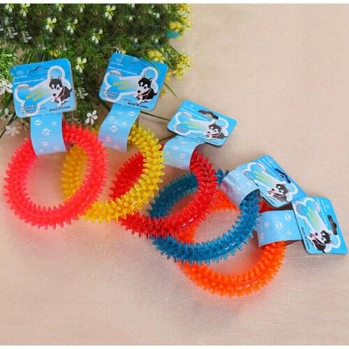 Dog Toys Play Toy Multicolor Non-toxic Rubber Pet Dog Puppy Dental Teeth Healthy Chew Biting Ring