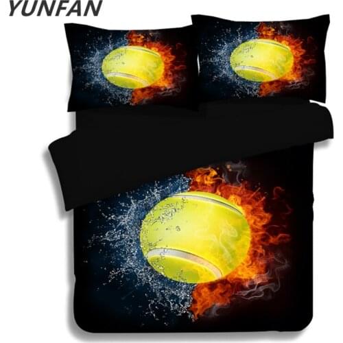 3D Bedding Set tennis Basketball Print Duvet cover set lifelike black fashion bedclothes with pillowcase bed set home Textiles