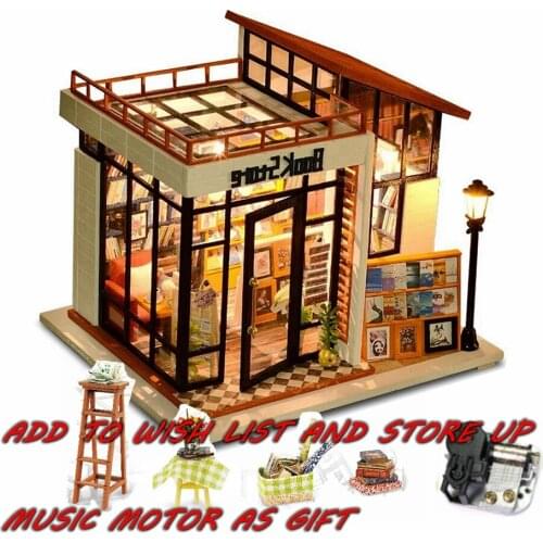 DIY Doll House Miniature Dollhouse Model Wooden Toy Furnitures Casa De Boneca Dolls Houses Poppen Birthday Gift Book Store