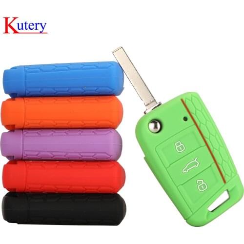 Kutery 3BTN Silicone Colorful Remote Car Key Cover Case For VW Volkswagen Golf 7 mk7 Skoda Octavia A7 New Polo Protect Replace