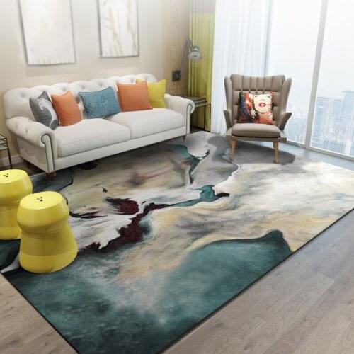 Fashion Nordic Style Area Rugs Abstract Art Landscape Oil Painting Pattern Bedroom Bedside Carpet Kitchen Hallway Bath Door Mat