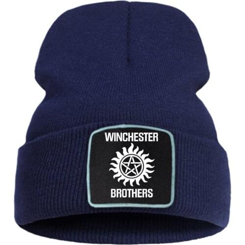 Soft Bonnet Cap Casual Unisex Knitted Caps Sport Flexible Creative Skullies Hat Winchester Brothers Print Thick Warm Beanie Hats