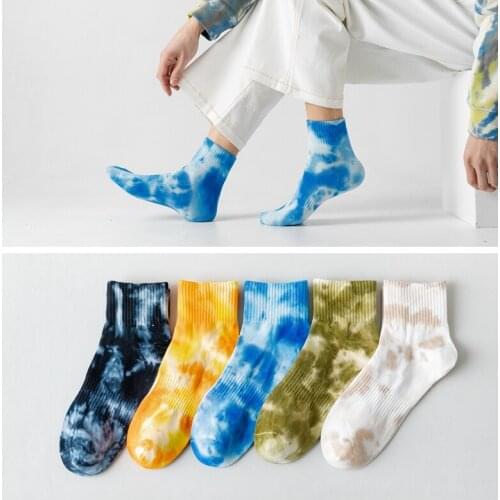 Sox Mens Spring 2021 New Tie-Dye Socks Women Couple Style Street Trend Harajuku Colored Sock Gradient Low Tube Cotton Socks