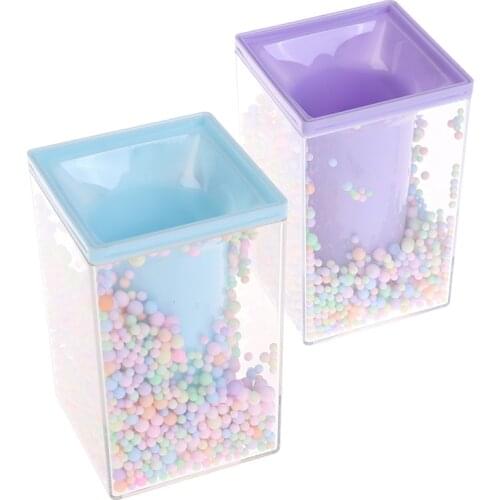 The New Creative Desktop Large Capacity Squar Shape Pencil Case Cute Foam Ball Style Transparent Pen Holder Decoration Storage