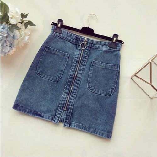 2021 summer new fashion denim short skirt female bag hip half-length skirt