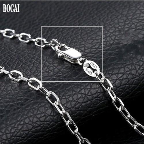BOCAI New Real Pure S925 Silver Jewelry Couple with Chain Fashionable and Simple O-chain 2021 Trend Man and Woman Necklace