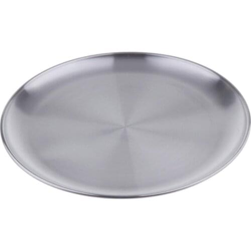 NEW Stainless Steel Round Plates for Camping Outdoor Serving Tray Dish Plate