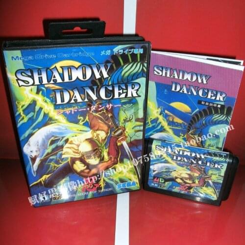 Sega MD game - Shadow dancer with Box and Manual for 16 bit Sega MD game Cartridge Megadrive Genesis system