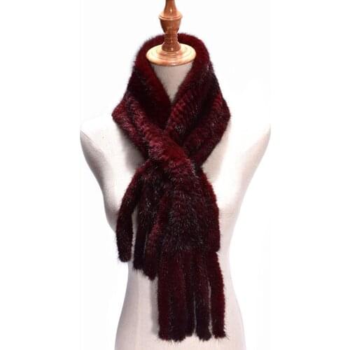 Real Mink Fur Scarves for Women Winter Genuine Knitting Fur Elegant Scarf&Shawl Fur Russian Tassels Real Fur Scarf New 2019