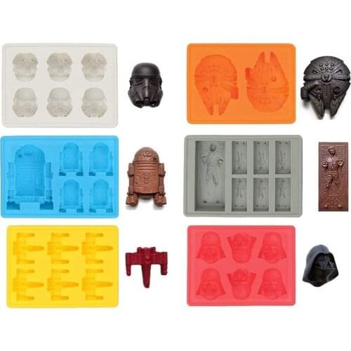 6PCS Chocolate Cake Decorating Moulds Ice Tray for Baking Candy Gummy Dessert Ice Cube Molds for Star War Fans Silicone Molds
