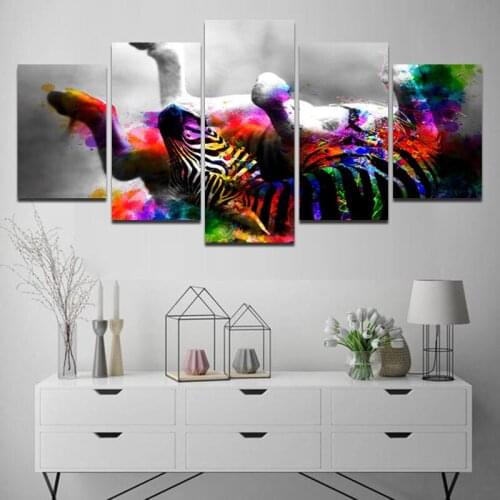 Modern Living Room Decoration Wall Painting Colorful Zebra Abstract Animal Series Canvas Printing Frameless Decoration Poster