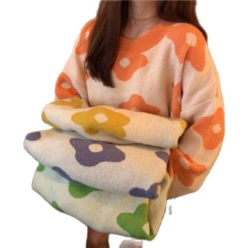 Women fashion Sweaters Winter Women Flower Sweaters