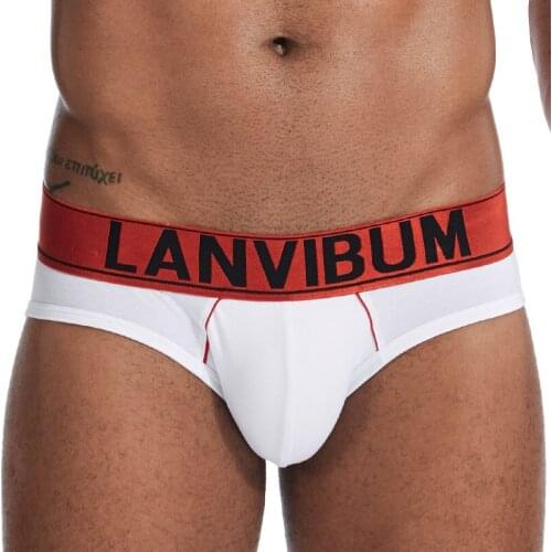 Lanvibum briefs under wear mens underwear contrast color cotton port style simple low waist u convex large bag mens briefs