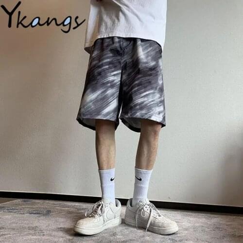 Harajuku Streetwear Tie Dye Wide Leg Fashion Sport Shorts Women Baggy Casual Summer 2021 High Waisted Goth Y2k Punk Sweatshorts