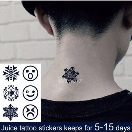 Waterproof Temporary Juice Tattoo Sticker Suprise Smile Expression Geometric Patterns Flash Tatoo Fake Tatto Art for Men Women