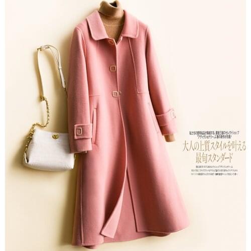 High Quality Winter Womens Jackets 100% Wool Coat Single Breasted Fashion Female Long Coat Handmade Woolen Overcoat Outerwear
