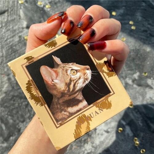 XIYUAN Cat Diary 4-color Eyeshadow Palette for Beginners Pearlescent Matte Fine Flash Easy Color Caramel Brown Orange Eye Makeup