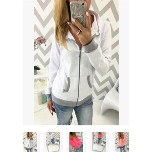 2021 Women Sweatshirt Casual Oversized Hoodie Autumn Pocket Zip Up Hoodie Coat Ladies Long Sleeve Tracksuit Winter Streetwear