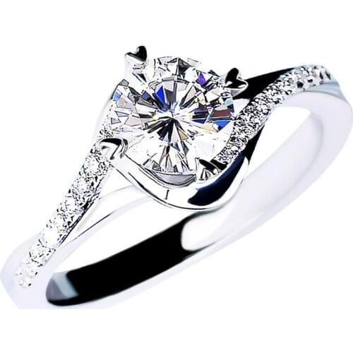 Twisted Arm Heart Shape Real 925 Sterling Silver Rings Womens Cute Luxury Engagement Elegant Wedding Eye-catching Party Jewelry