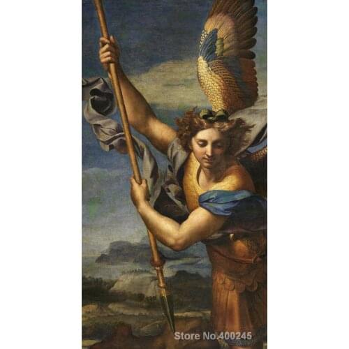 Famous Portrait Raphael sanzio St. Michael Vanquishing Satan oil Painting canvas High quality Hand painted