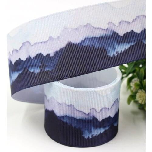 1-1/2‘’ 38mm ,10yards Landscape gradient Printed grosgrain Ribbons,DIY handmade bow cap accessories and decorations,I-19306-531