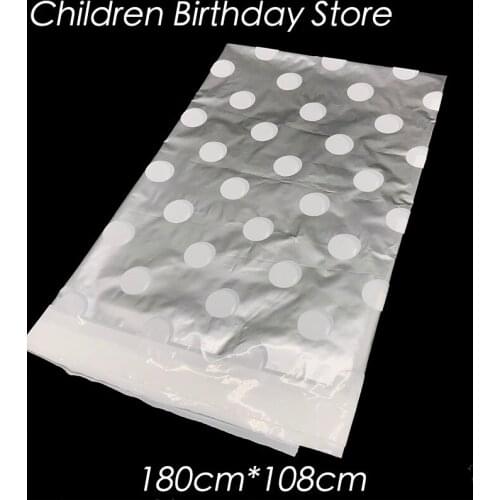 1pcs/lot silver grey dots disposable tablecloths dots theme birthday party decorations silver dots theme plastic tablecloths