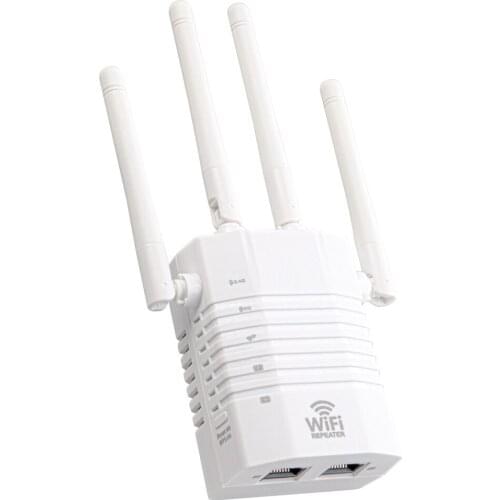 1200Mbps WiFi Booster Wireless Repeater Dual Band Wifi Repeater Four Antennas 2.4GHz 5GHz 1200M WiFi Internet Signal Amplifier