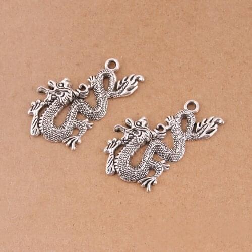 2pcs Silver Color Chinese Dragon Charms DIY Jewelry Findings Pendant For Bracelet Necklace