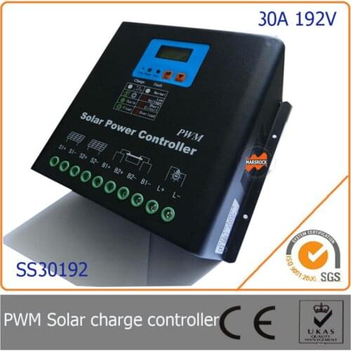 30A 192V Intelligent PWM Solar Charge Controller with LCD Display, MCU design, High Input Voltage for PV Solar System